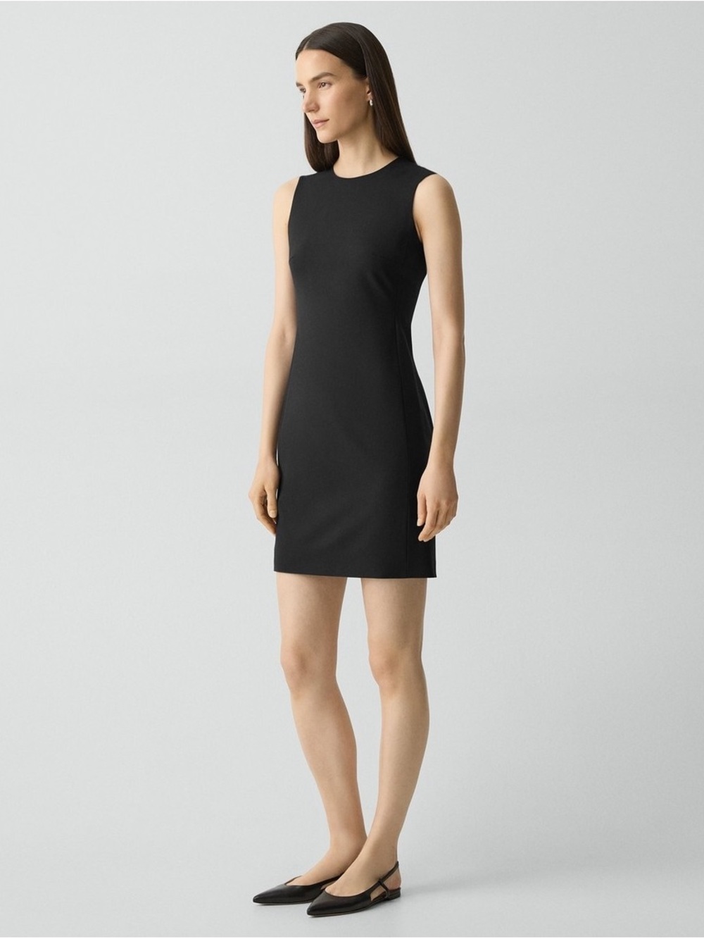 Theory Black Crewneck Sleeveless Shift Dress
